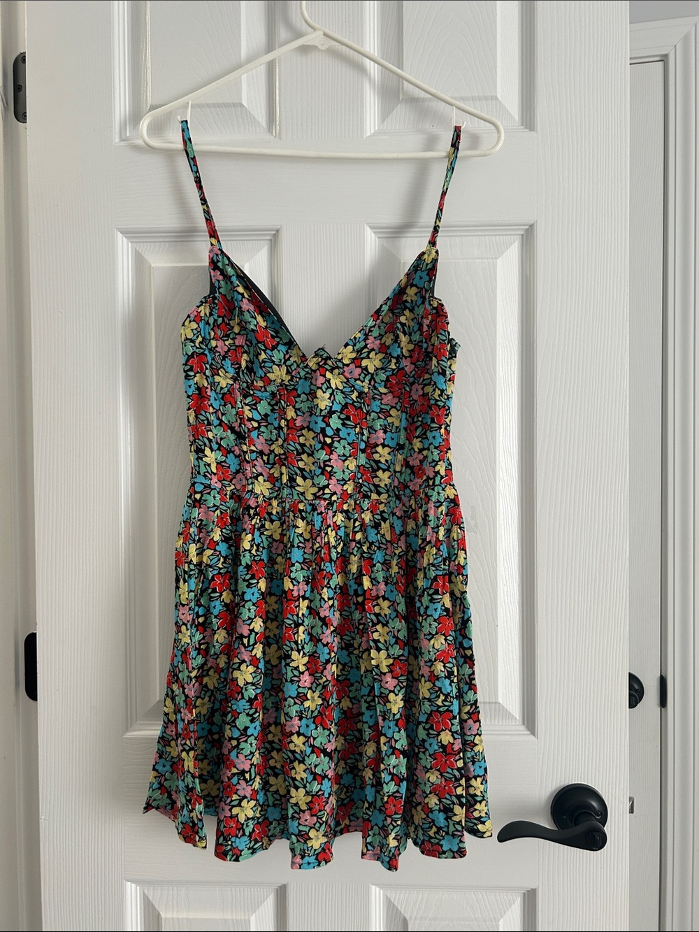 Floral V-Neck Spaghetti Strap Slip Dress - Multi